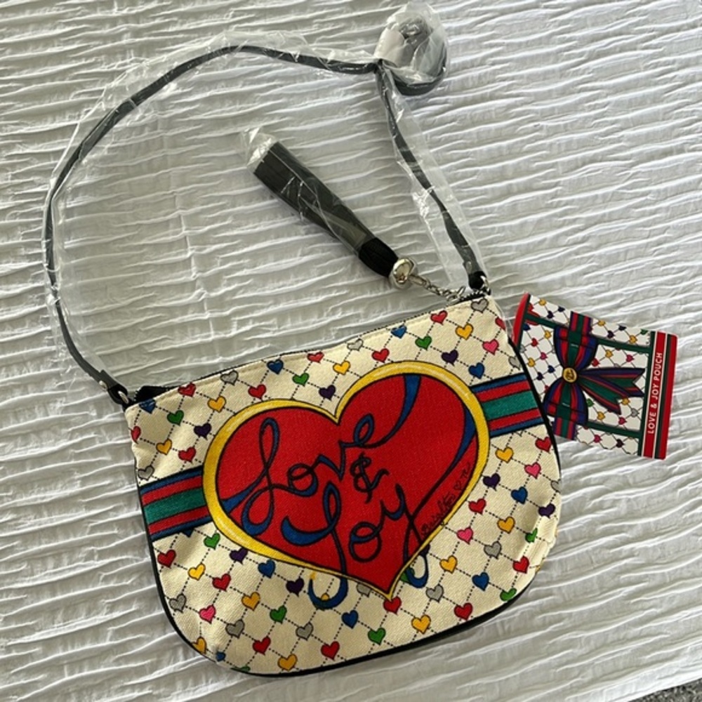 Purse shoulder love & joy pouch zipper pride rainbow‎ heart bow colorful